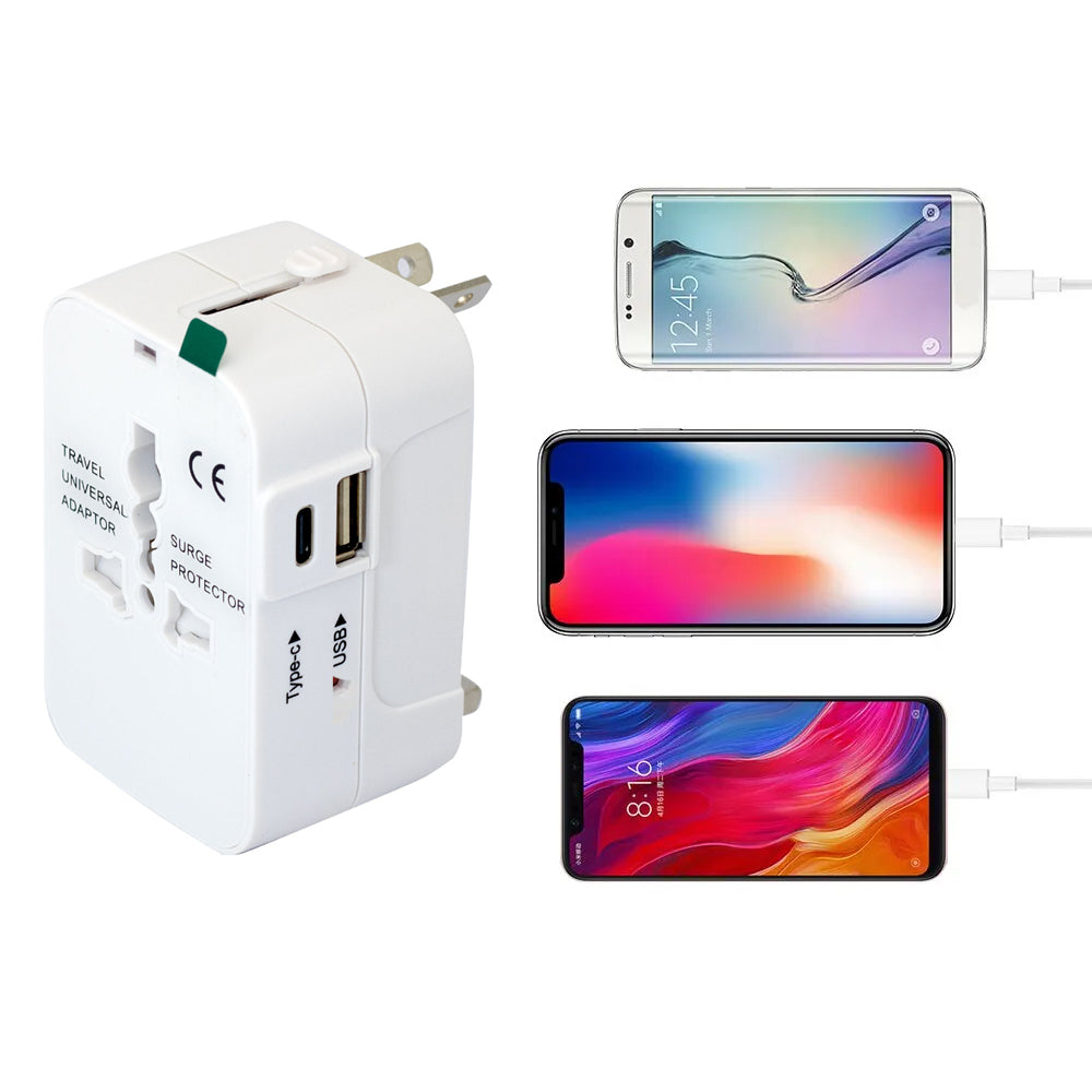 Adaptador Internacional Enchufe Universal Viajero 110v 220v + 1 USB + 1 tipo C S2011