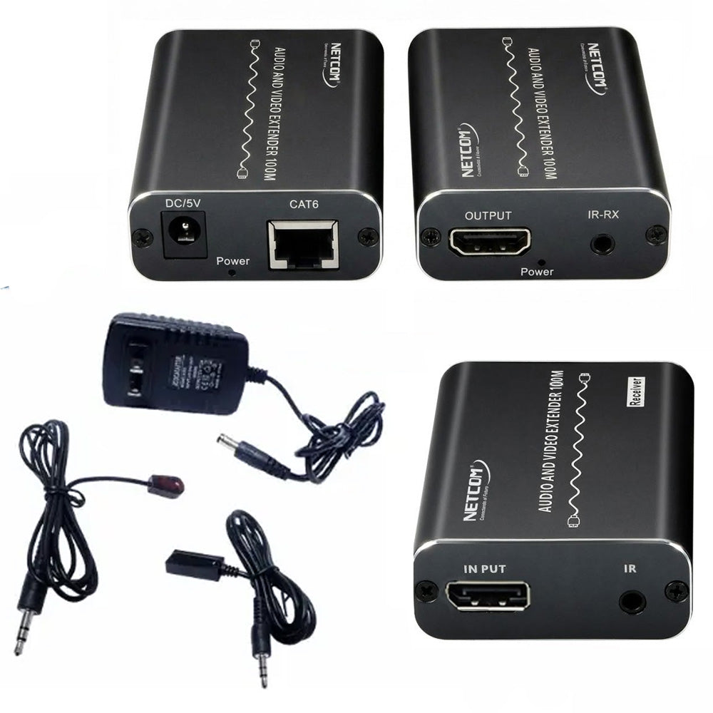 Extender DisplayPort 4K a 100 Metros NETCOM VIA UTP RJ45 Audio y Video PE-ED0100 S2150