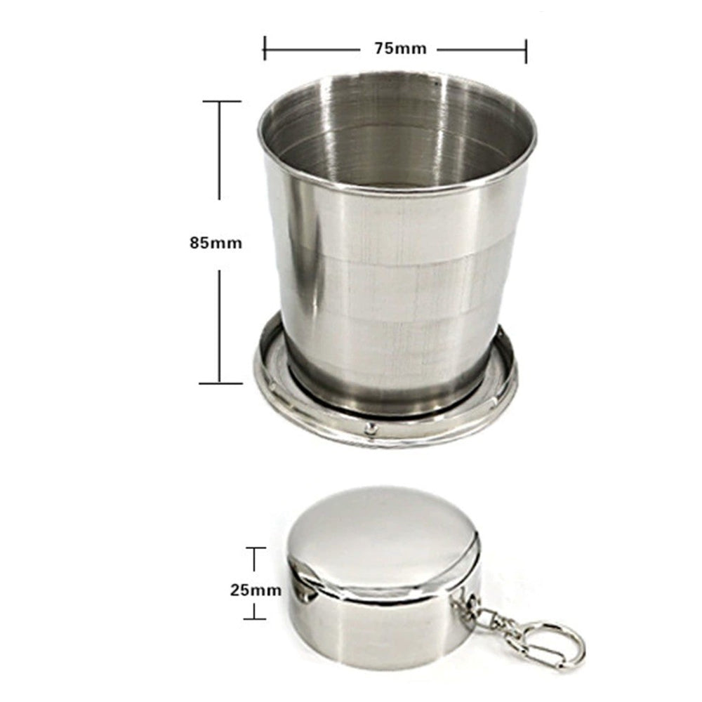 Taza Plegable de Acero Inoxidable Portátil para Camping y Exteriores (8.5 oz) 250ml S2160