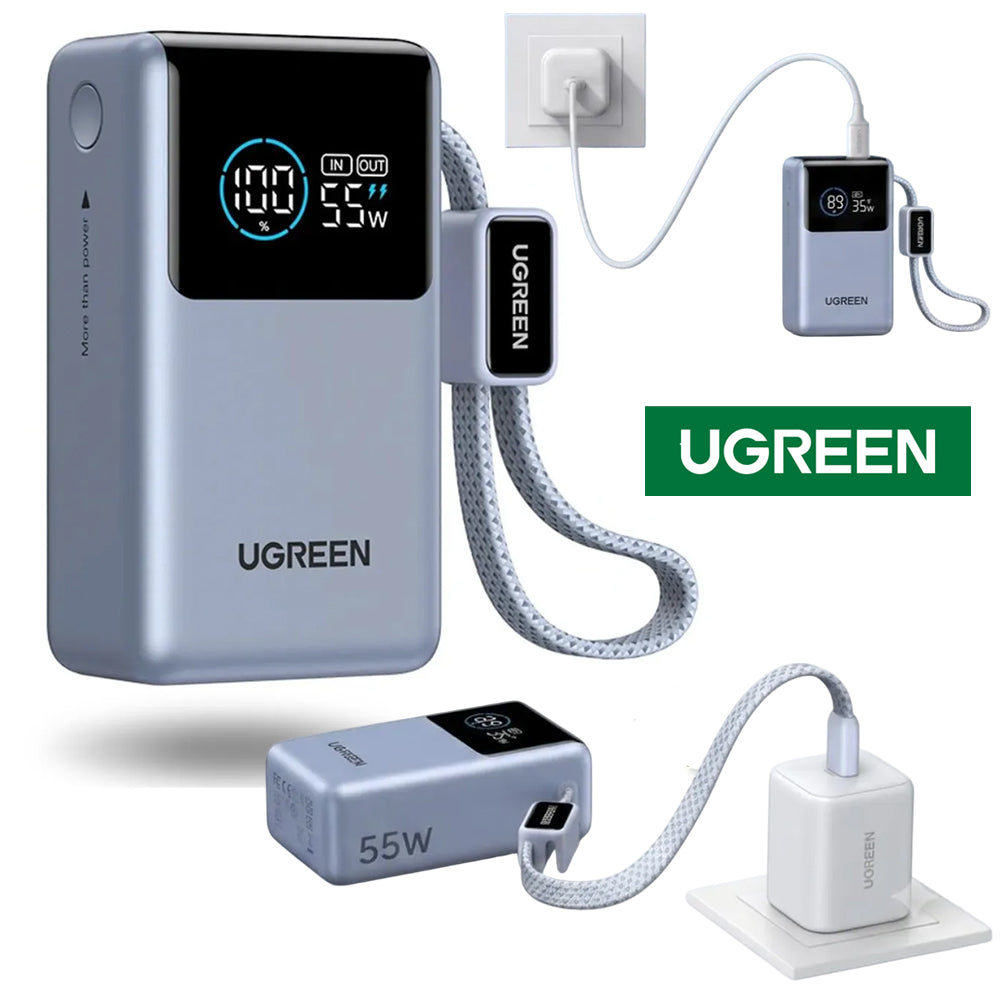 Batería Portátil UGREEN Nexode Pro Mini 55W 10000mAh Pantalla Digital Cable USB-C S2293