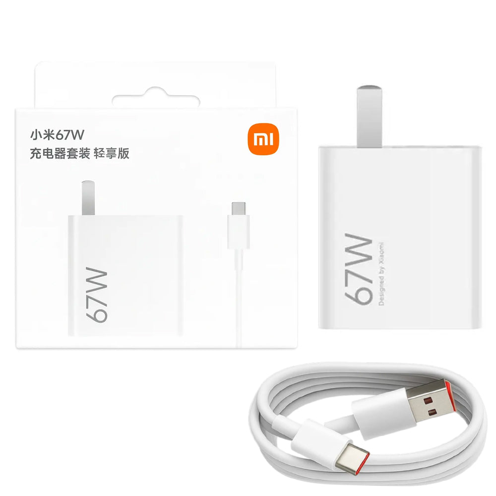 Cargador Xiaomi 67W Turbo Charge con Cable USB-A a USB-C Adaptador Original de Carga Rápida S2044