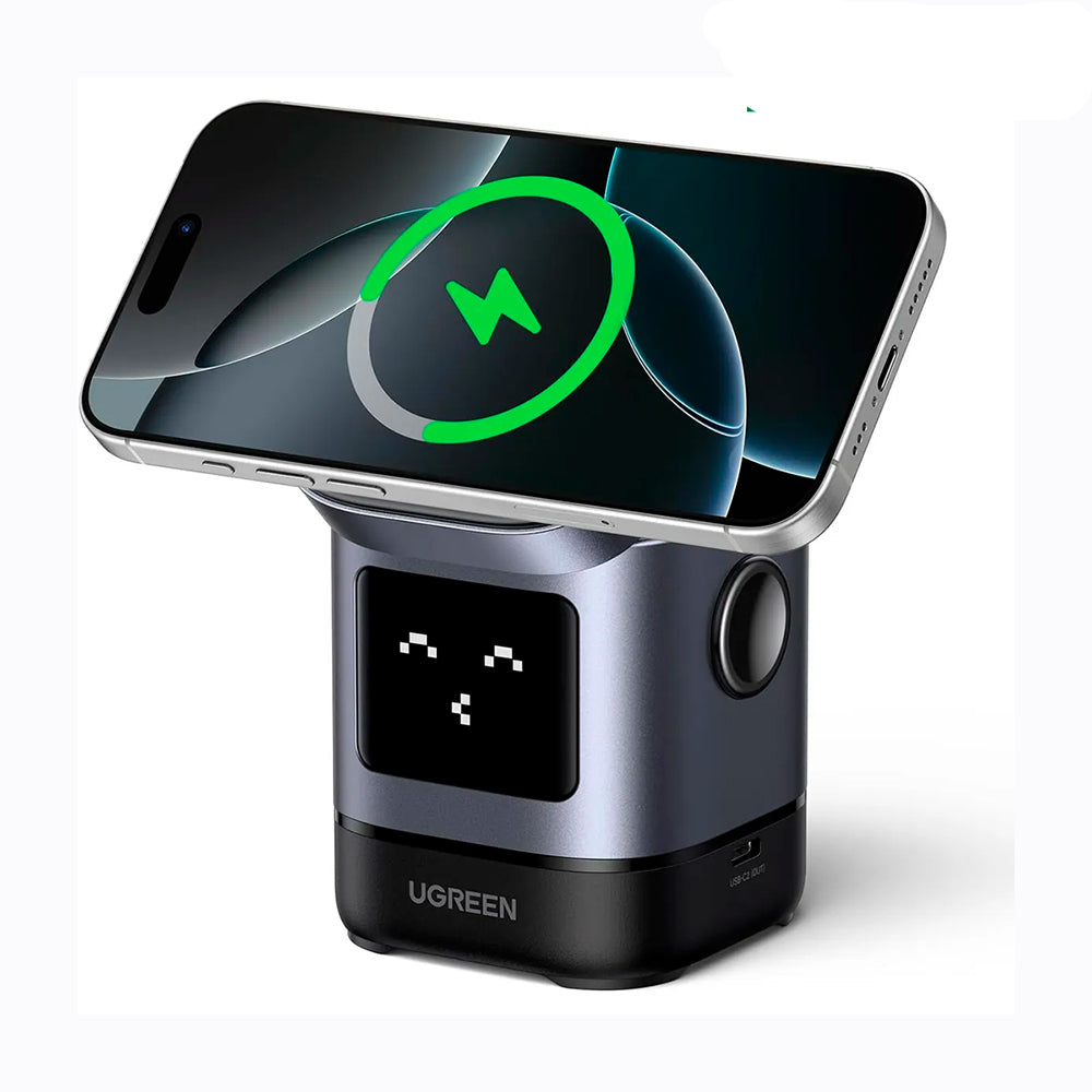 Estación de Carga Inalámbrica 2 en 1 UGREEN Uno 15W Qi2 MagSafe Pantalla Robot Ajustable 70° 45775 S2292