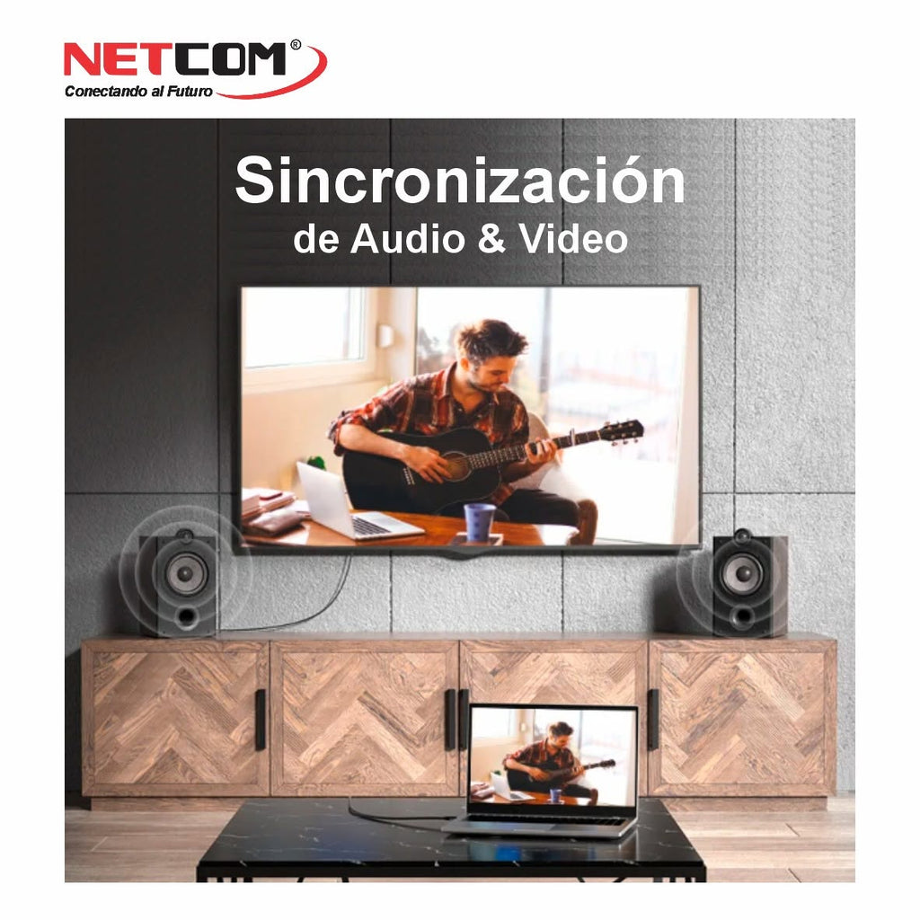 Cable HDMI 2.0 90° NETCOM 1.80m Ultra Delgado 4K 60Hz 18Gbps HDR Trenzado s2259