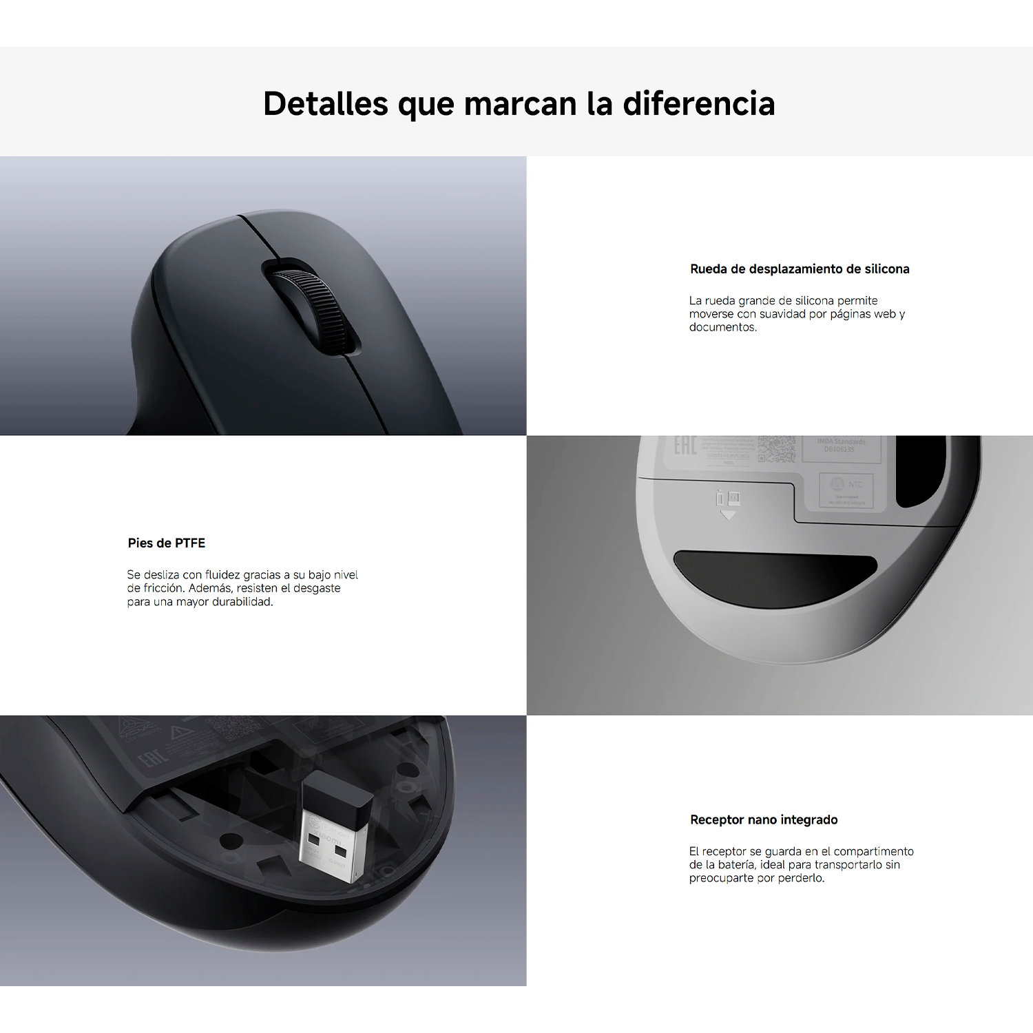 Mouse Inalámbrico Xiaomi Wireless Mouse Comfort Edition 2.4GHz Ergonómico Negro S2229