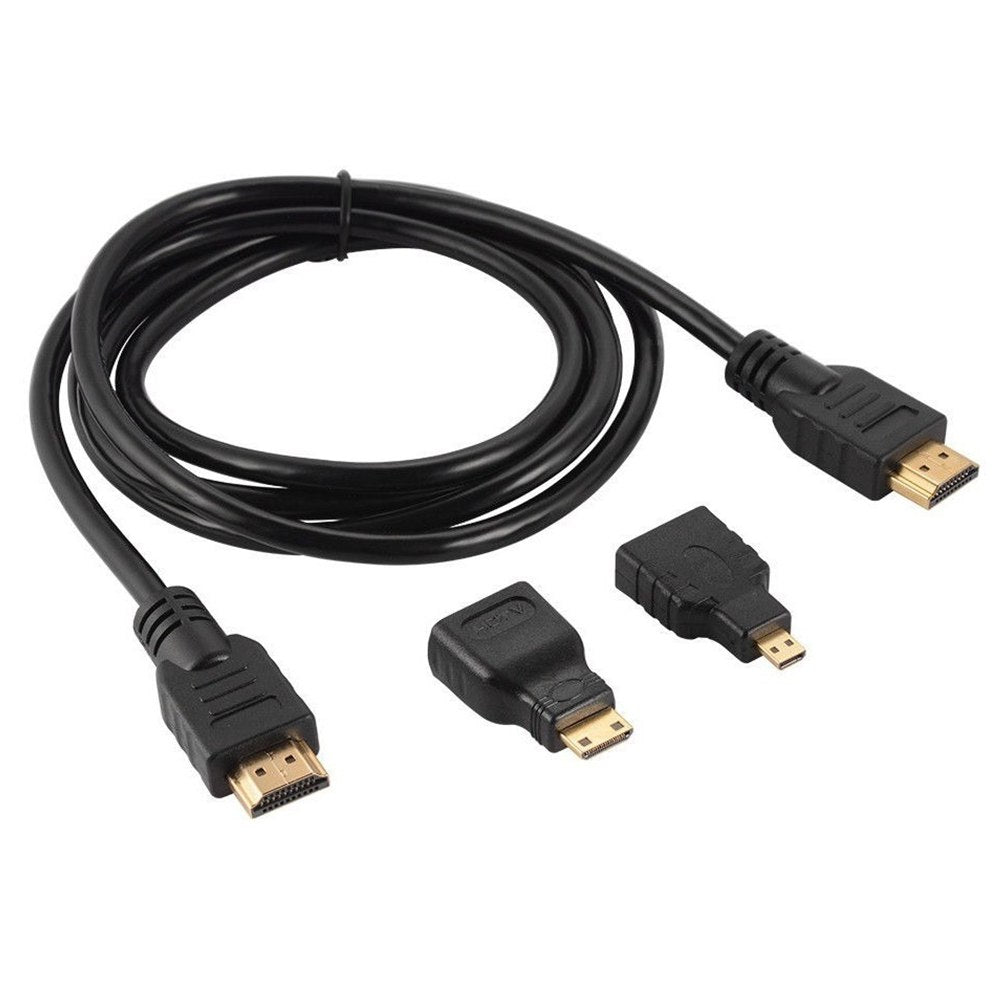 Cable Hdmi 3 En 1 Con Adaptador Mini Y Micro Hdmi 1.5 Metros S0115