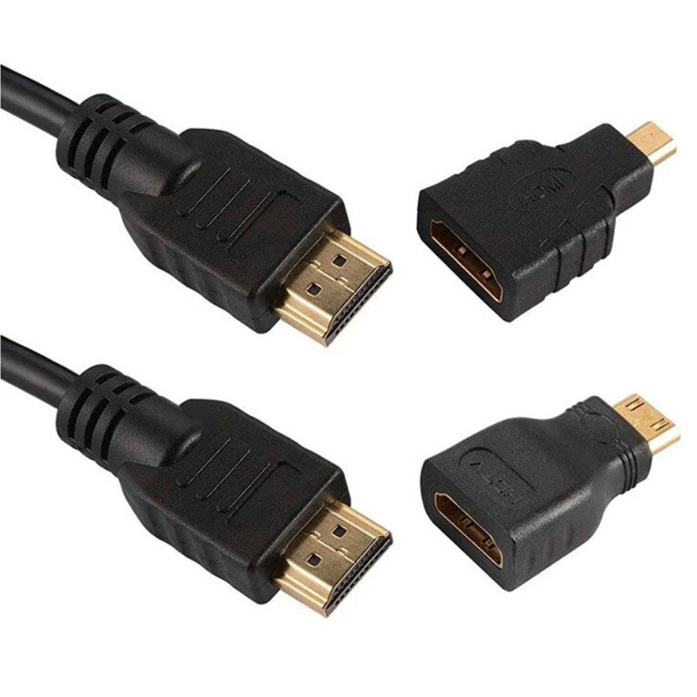 Cable Hdmi 3 En 1 Con Adaptador Mini Y Micro Hdmi 1.5 Metros S0115