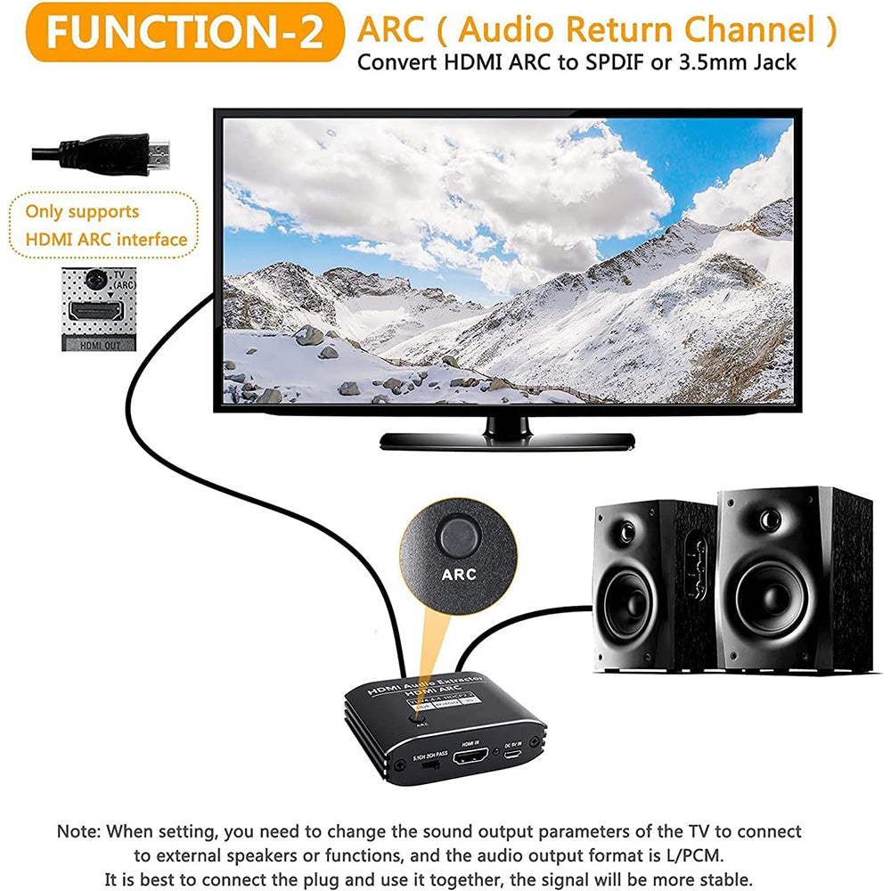 Extractor de Audio HDMI 4K a 60Hz con ARC (Salida Óptica SPDIF y 3.5mm) s2097