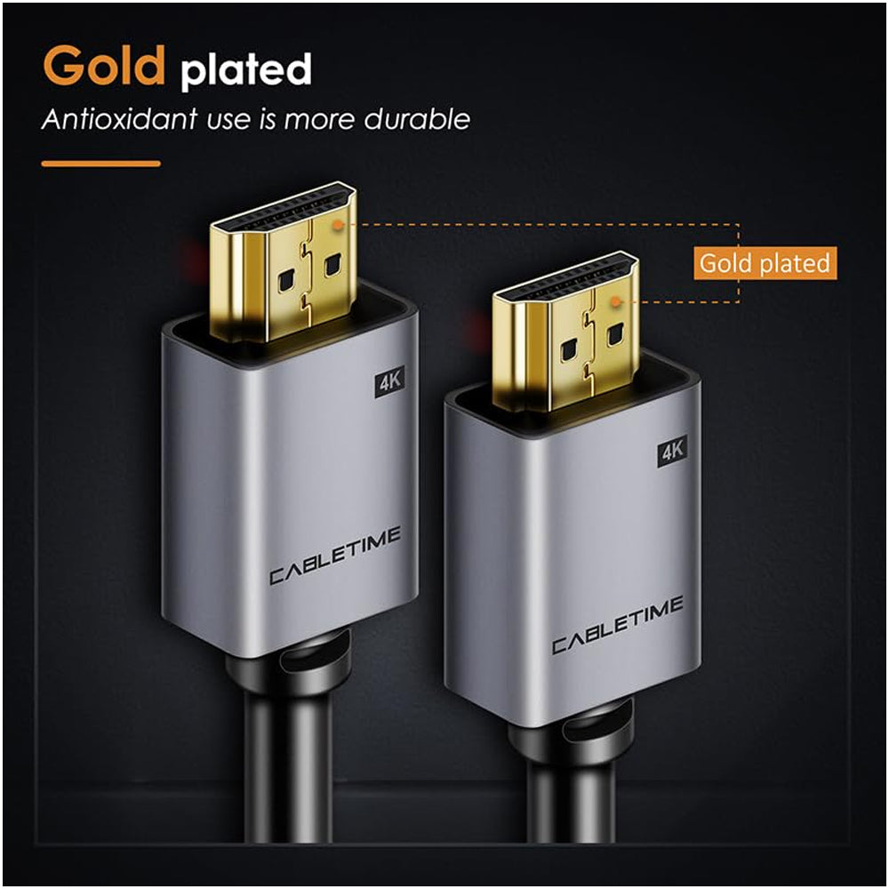 Cable HDMI 2.0 Premium 4K a 60Hz 18Gbps CABLETIME de Alta Velocidad 1 Metro S2176