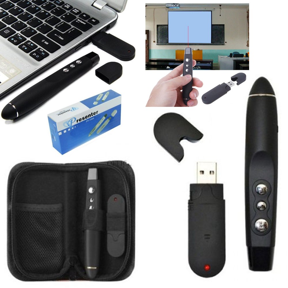 Puntero Presentador de Diapositivas 10m USB laser con forro S1374