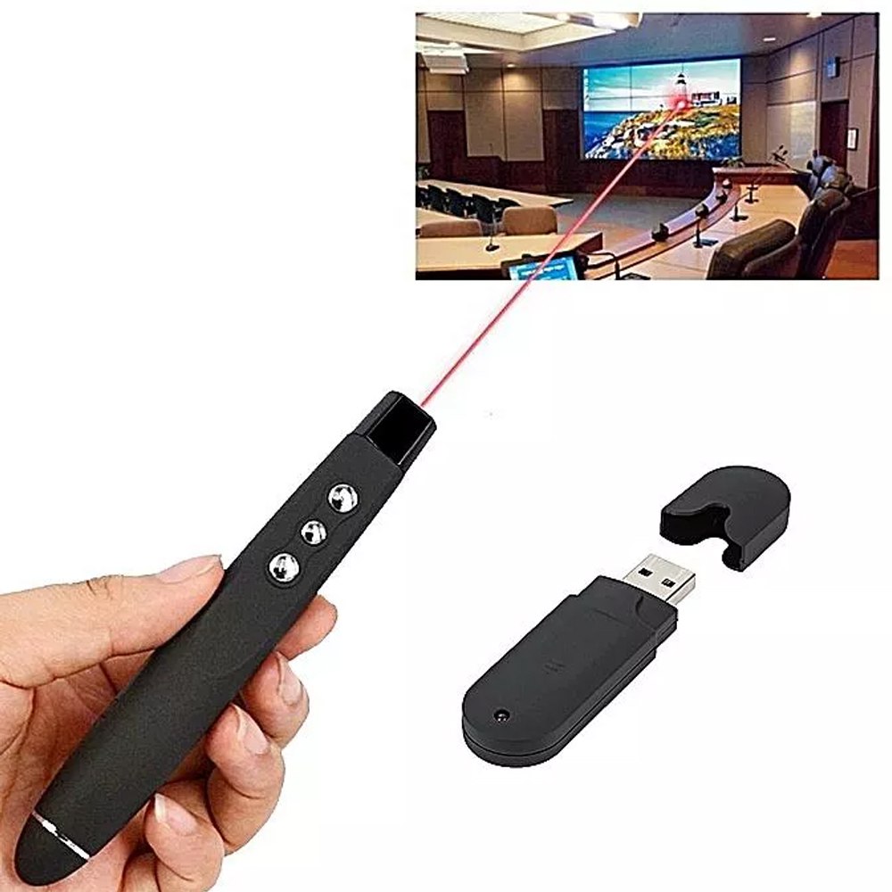 Puntero Presentador de Diapositivas 10m USB laser con forro S1374