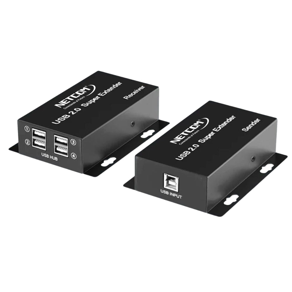 Kit Extensor USB 2.0 de 4 Puertos por Cable de Red RJ45 hasta 60 Metros (Netcom) s2081