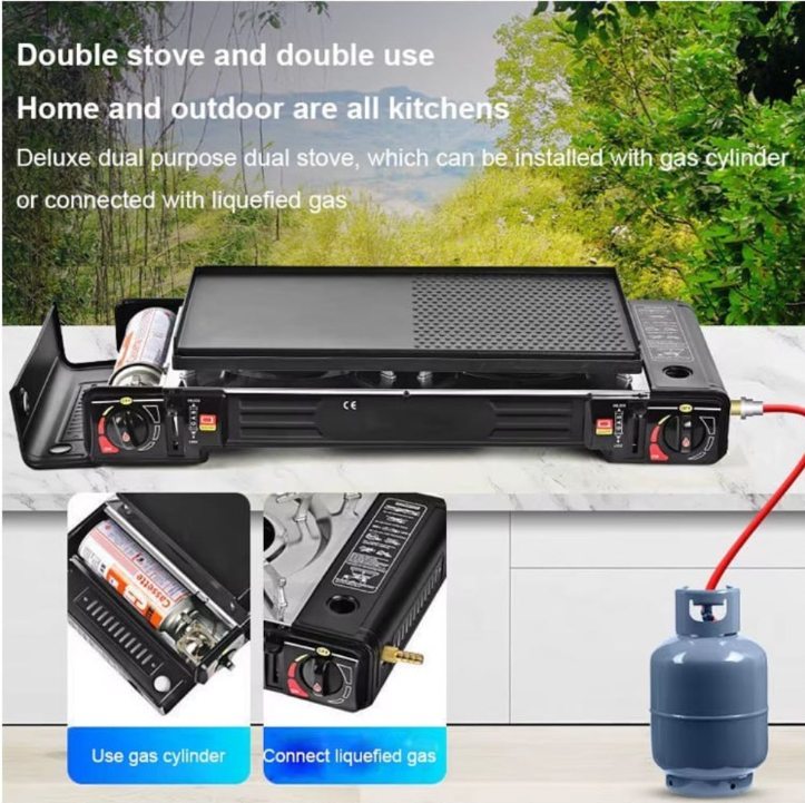 Parrilla a Gas Portátil Plegable con Maletín + 2 Gas Butano FIX s2015