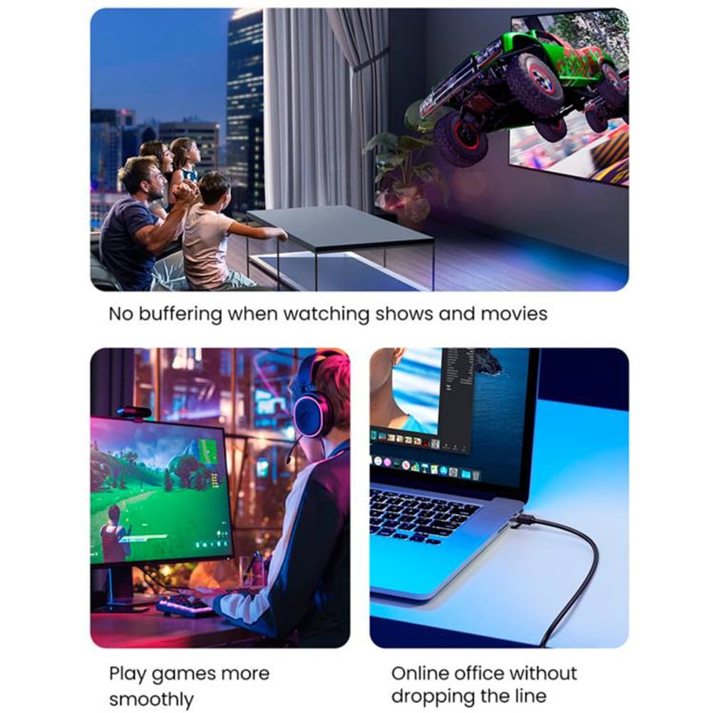 Cable de Red Cat 6 Ugreen Rj45 1Gbps 3 Metros Patch Cord 100% cobre S1405