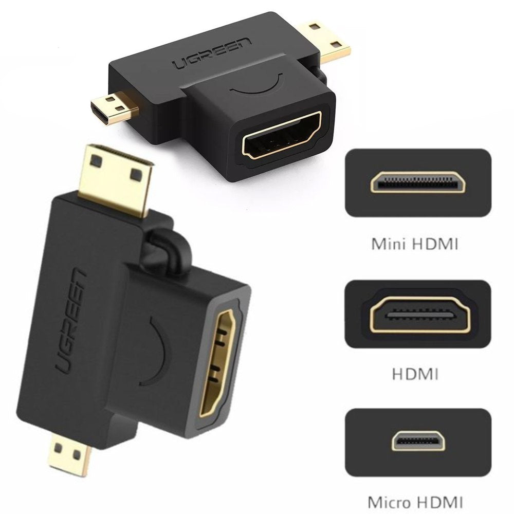 Adaptador 2 en 1 Mini HDMI y Micro HDMI Macho a HDMI Hembra UGREEN S1421