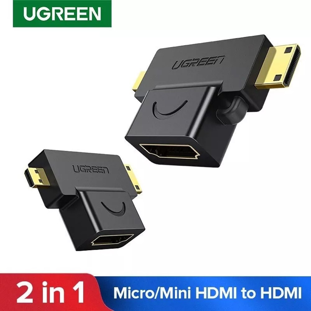 Adaptador 2 en 1 Mini HDMI y Micro HDMI Macho a HDMI Hembra UGREEN S1421