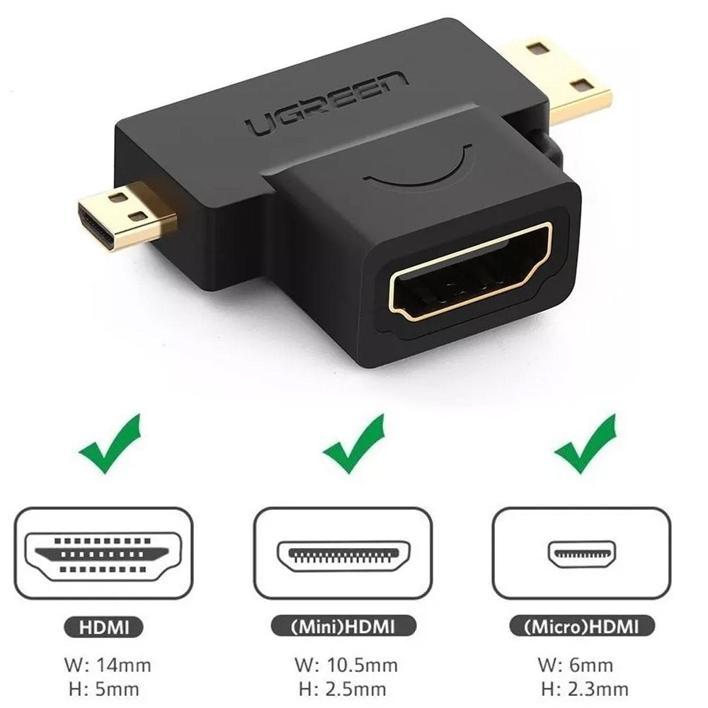 Adaptador 2 en 1 Mini HDMI y Micro HDMI Macho a HDMI Hembra UGREEN S1421