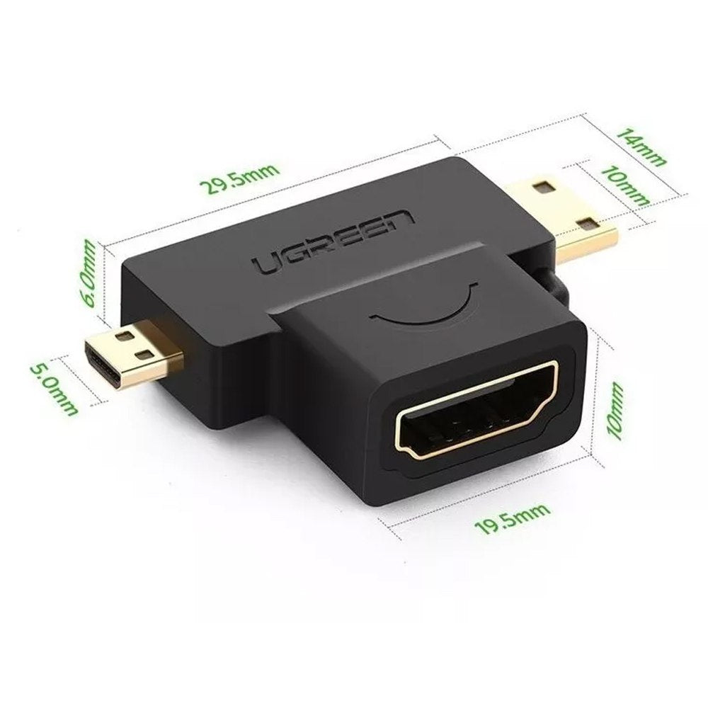 Adaptador 2 en 1 Mini HDMI y Micro HDMI Macho a HDMI Hembra UGREEN S1421