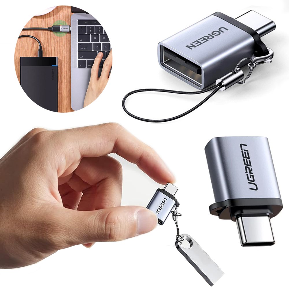 MINI ADAPTADOR OTG USB C TIPO C MACHO A USB 3.0 HEMBRA UGREEN 5GBPS S1422