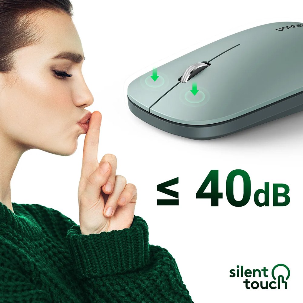 Mouse silencioso Inalambrico UGREEN 4000 DPI USB 2.4GHz Gris S1425