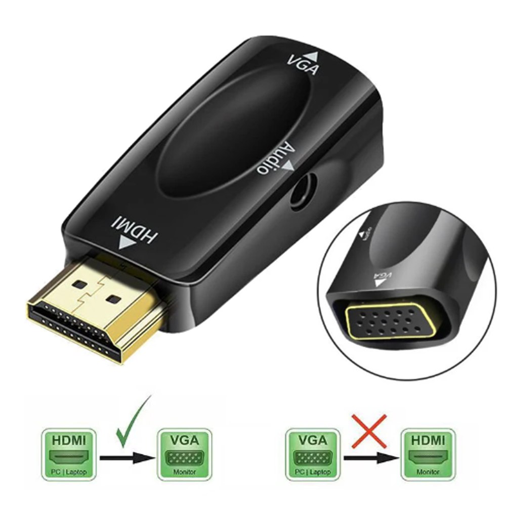 Adaptador Convertidor de Hdmi a Vga audio jack 35mm 1080P FULL HD S1431