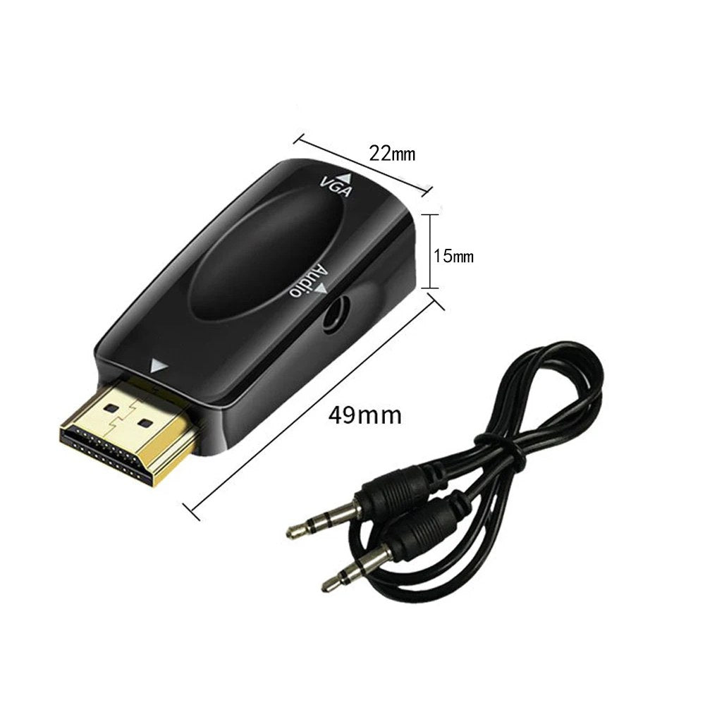 Adaptador Convertidor de Hdmi a Vga audio jack 35mm 1080P FULL HD S1431