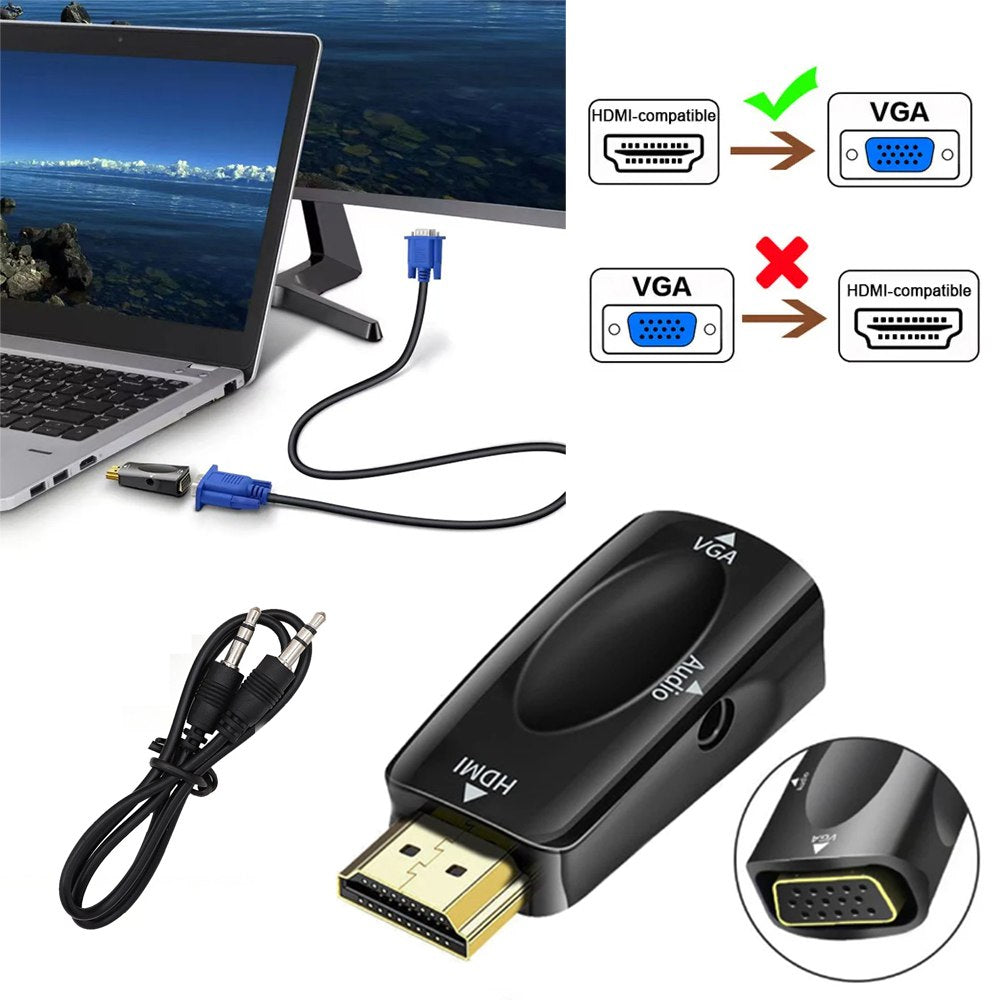 Adaptador Convertidor de Hdmi a Vga audio jack 35mm 1080P FULL HD S1431