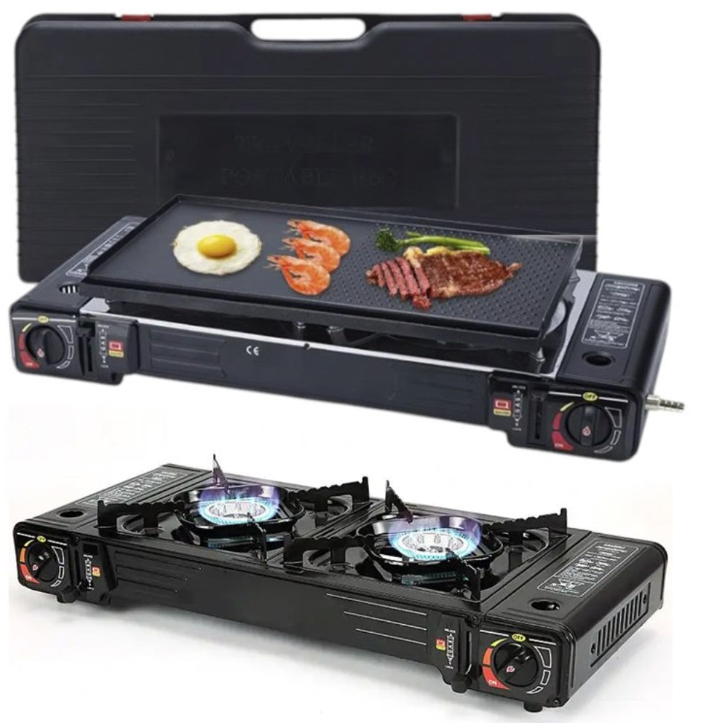 Parrilla a Gas Portátil Plegable con Maletín + 2 Gas Butano FIX s2015