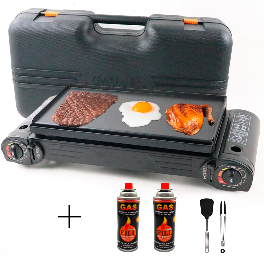 Cocina Parrillera Portátil con Maletín + 2 Gas Butano 2FILL s2016