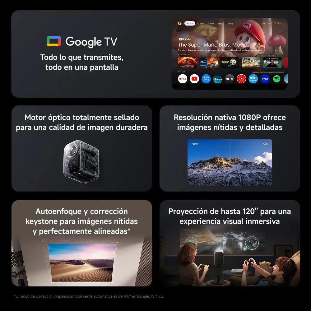 Proyector Inteligente Xiaomi Mi Smart Projector L1 Full HD 1080p Android TV Dolby Audio 200 ISO Negro S2226