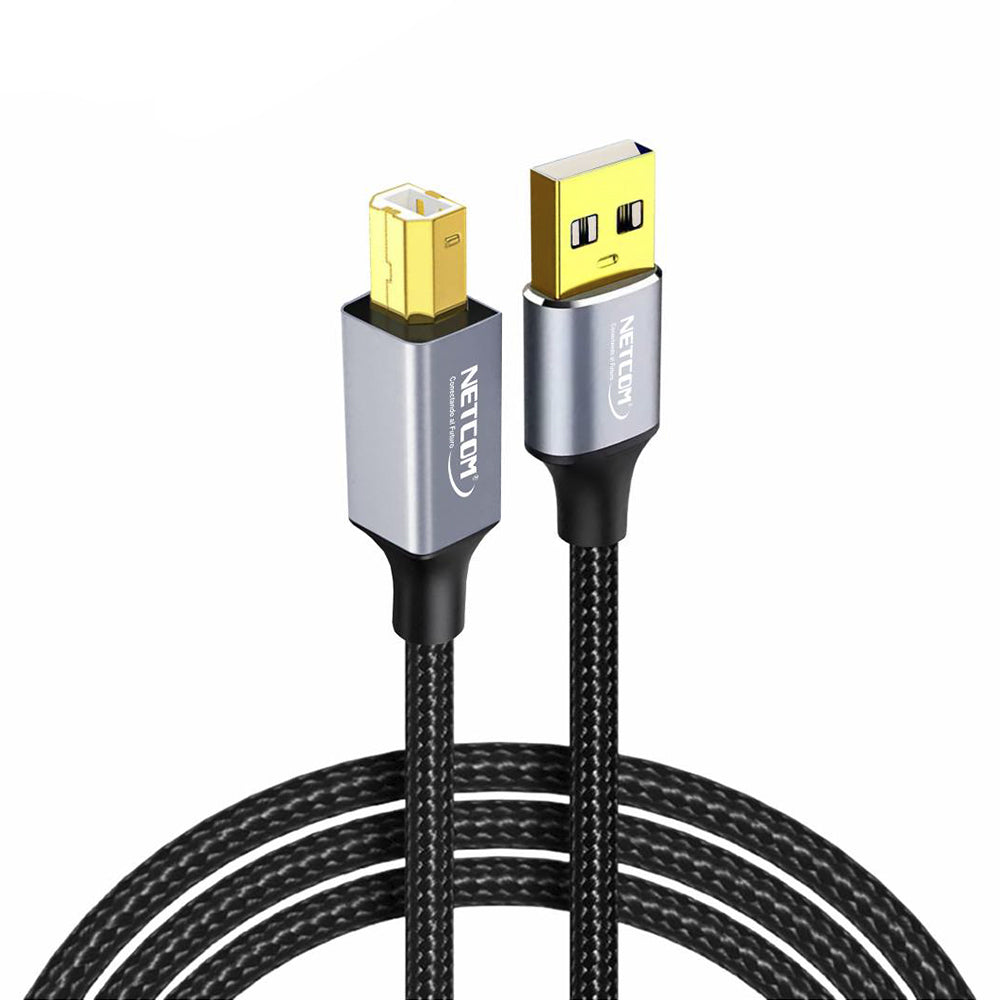 Cable USB 2.0 para impresora 5 Metros NETCOM 480Mbps USB A a USB B S2058