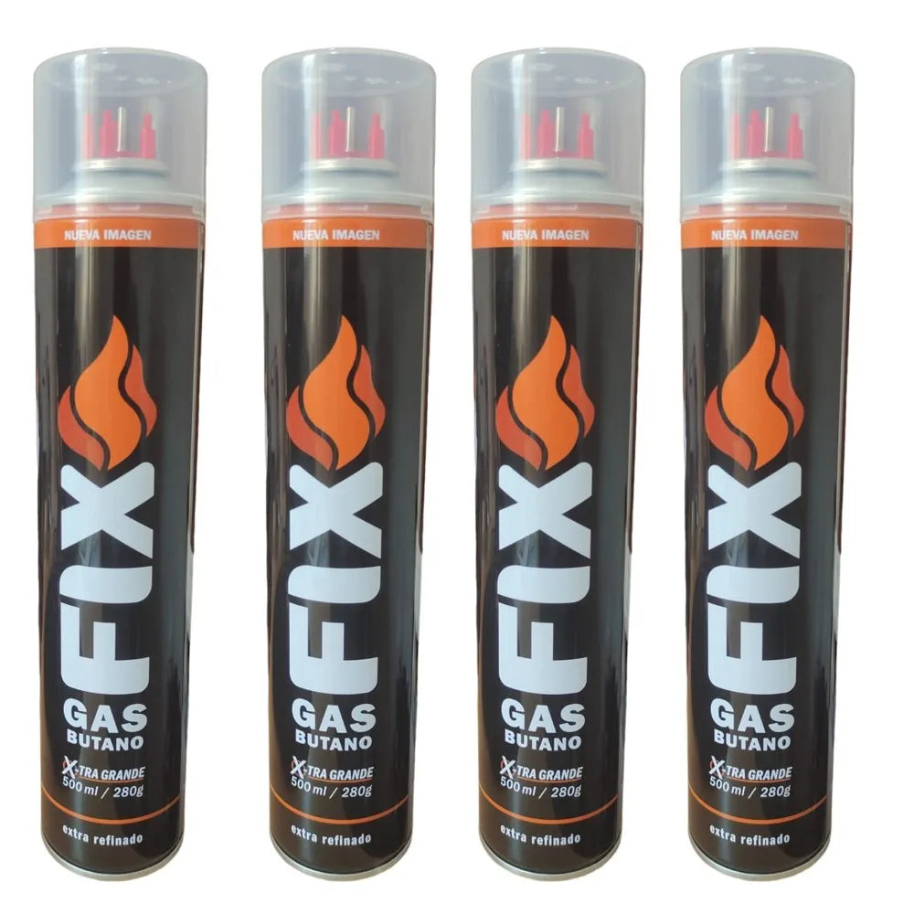 4 Gas Butano FIX Ultra Refinado Recarga Todo Tipo Encendedores Soplete S1737