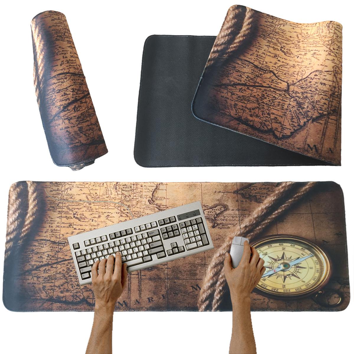 Mouse Pad Base de Escritorio Extra Large 80x30cm | Mapa y Brújula S0933