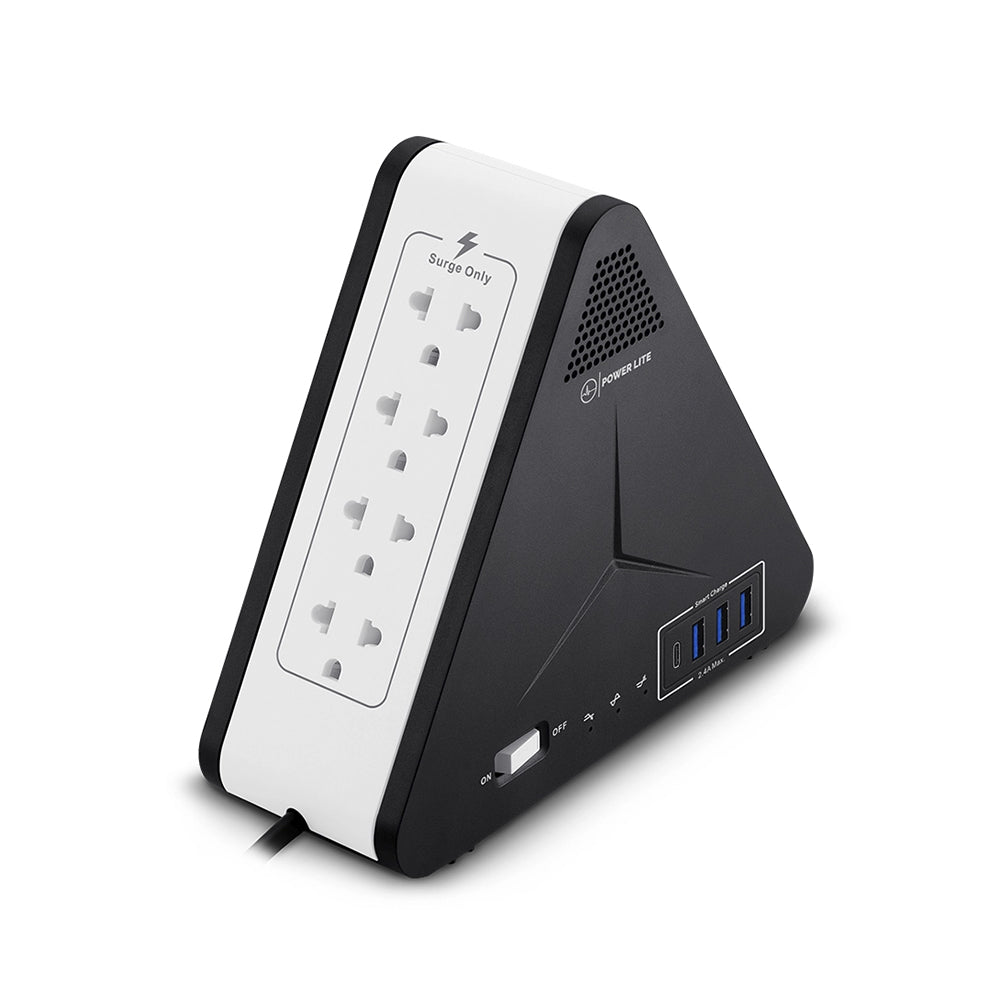 Estabilizador Regulador de Voltaje Power Lite Simetric PLI-1111U 1100VA 500W 8 Tomas 4 Puertos USB Type-C s2248