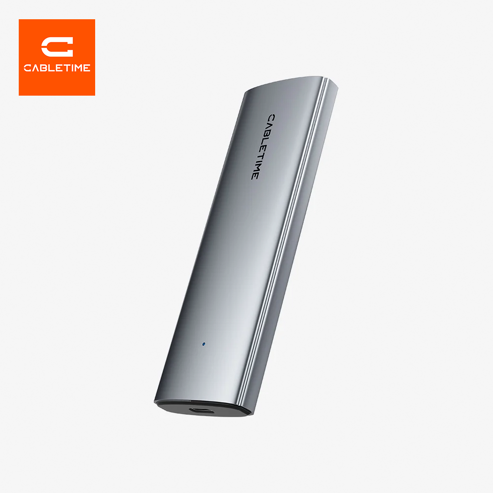 Case Enclosure M.2 NVMe y SATA SSD CABLETIME USB-C 3.1 Gen2 10Gbps de Aluminio Instalación sin Herramientas Cable 2 en 1 RTL9210B S2354
