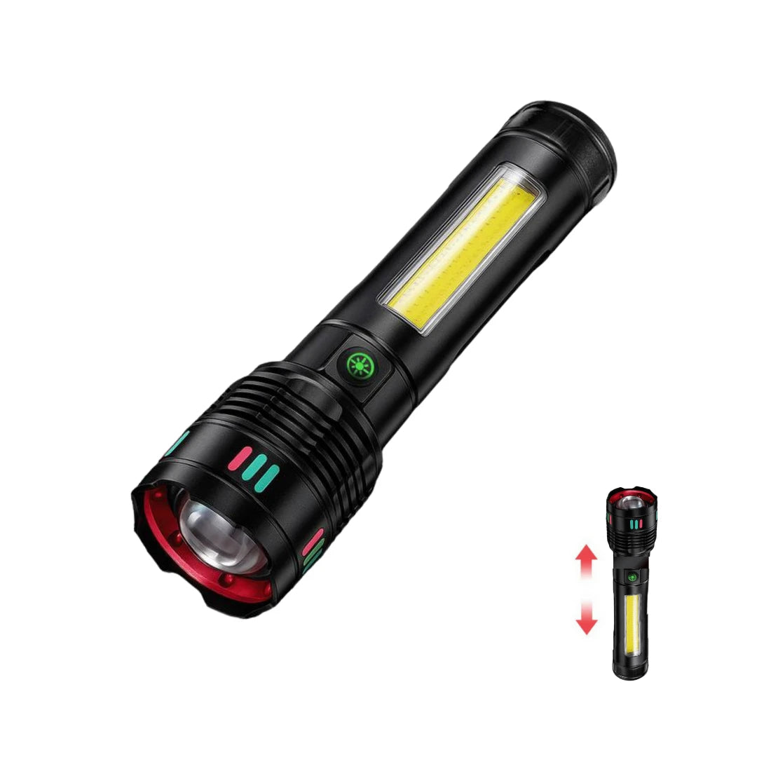 Linterna Táctica de Aluminio con Luz Lateral COB y Power Bank (6000mAh) s2076