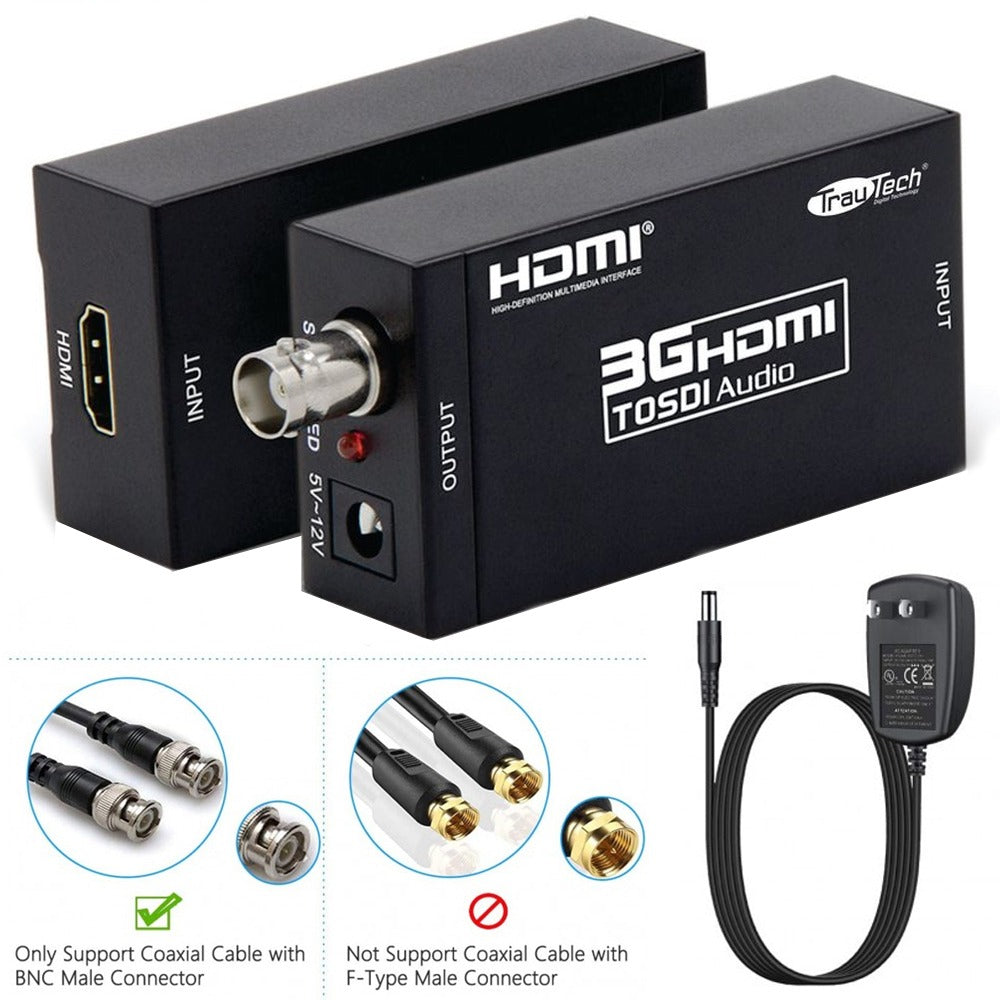 Convertidor HDMI a SDI metálico TRAUTECH 1080p Cámaras S1253