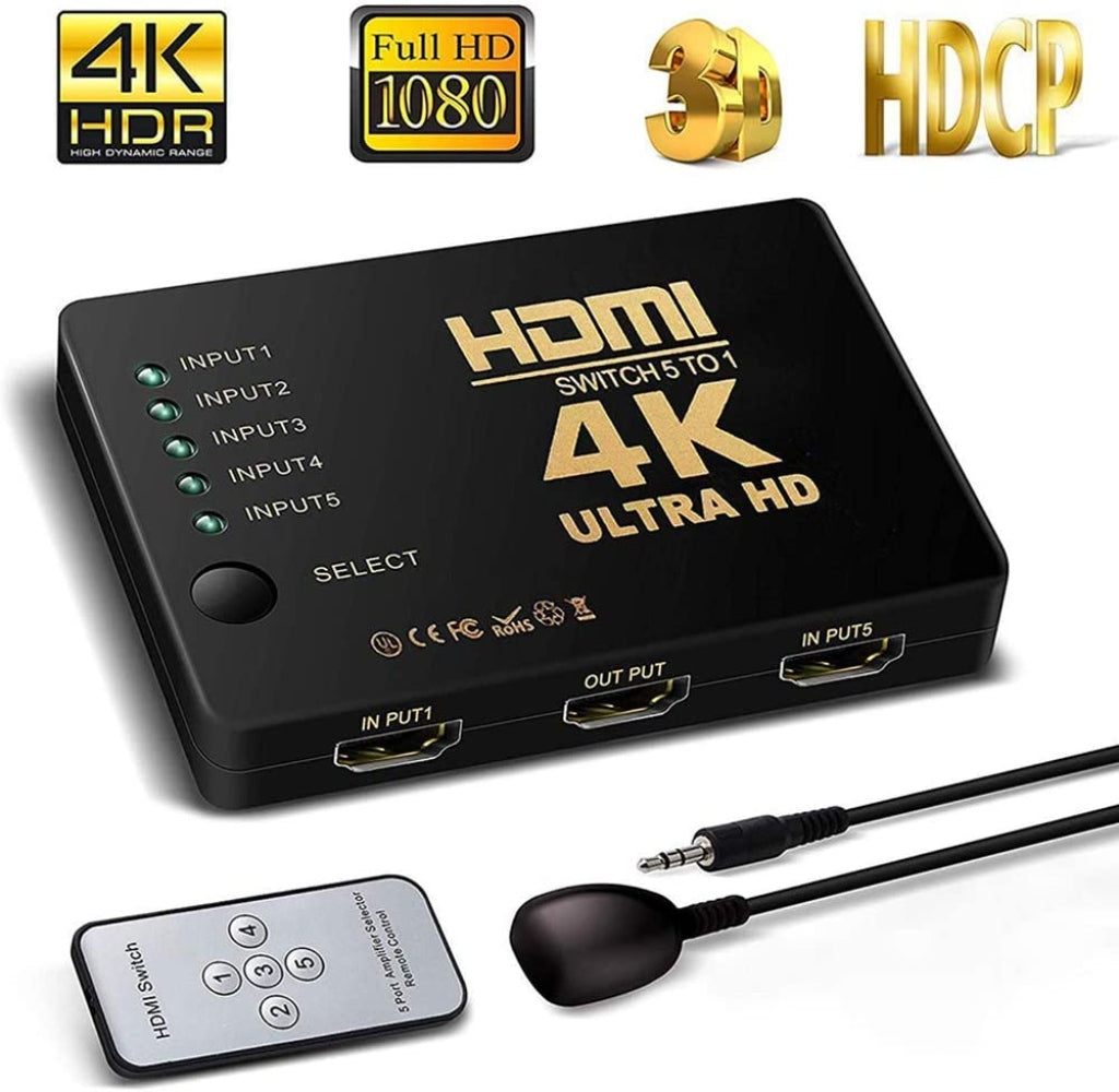 Multiplicador 5 Puertos HDMI 4K TV DVD Switch Ultra HD 5 en 1 S0358