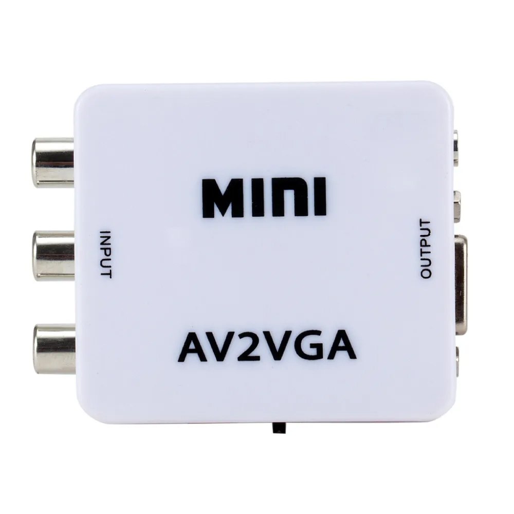 Convertidor Adaptador Av RCA a VGA AV2VGA 1080p BLANCO salida 3.5mm S1498