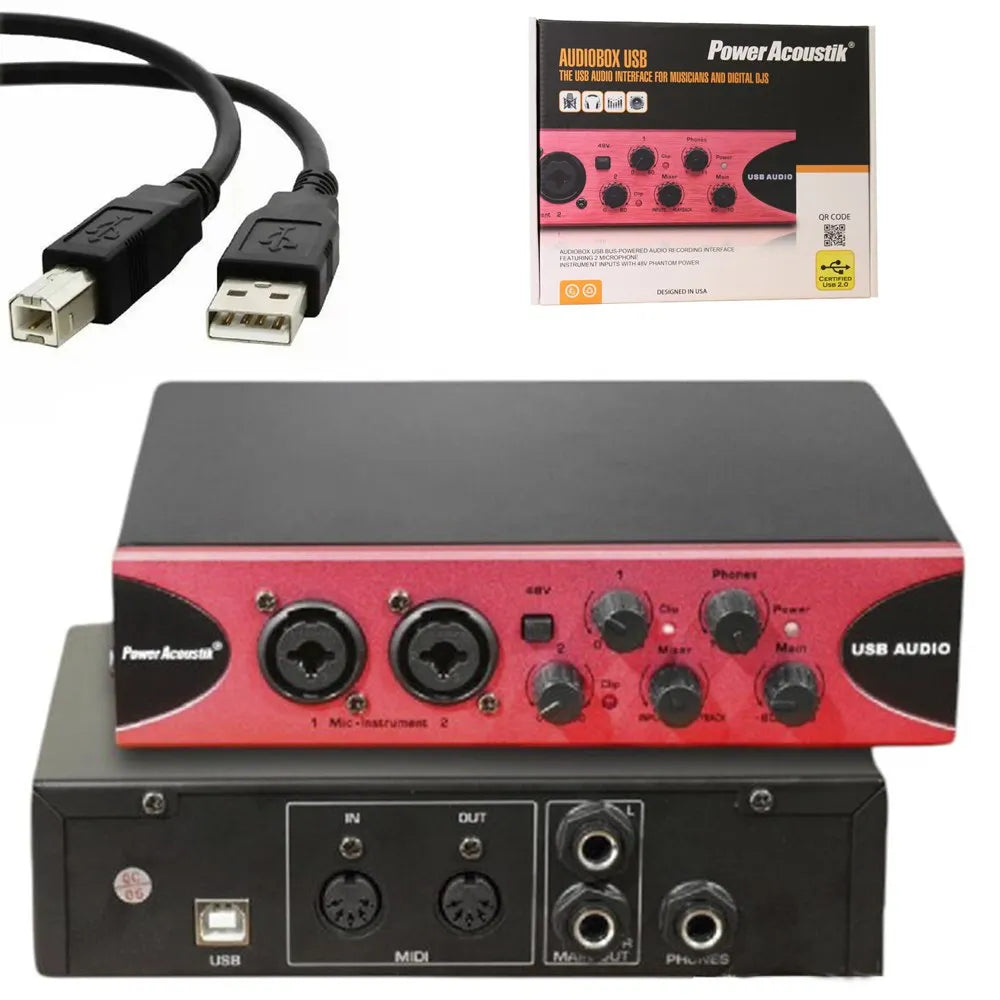 Interfaz de Audio Portatil USB DJ Karaoke 48V 2 Entradas Midi Guitarra S1834