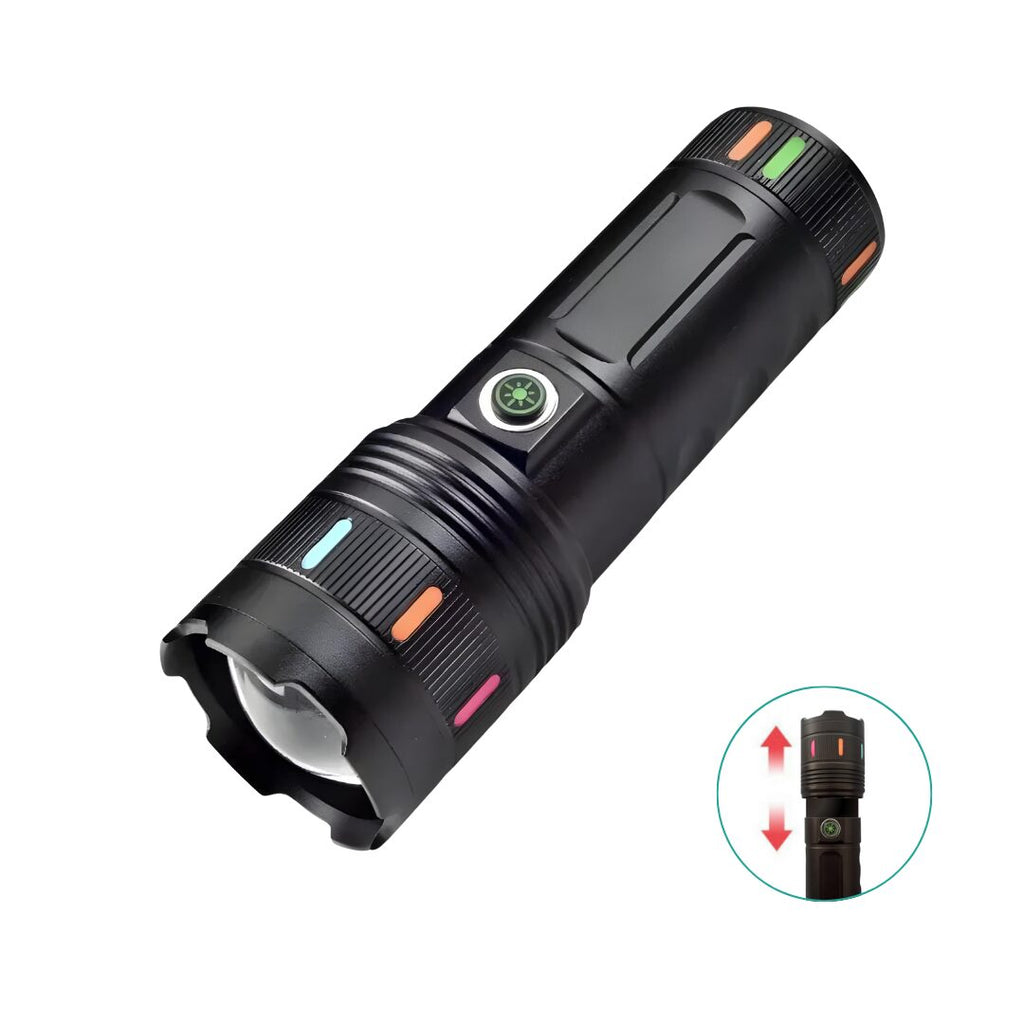 Linterna Táctica Militar de Aluminio Recargable USB-C (3600mAh) con zoom s2074