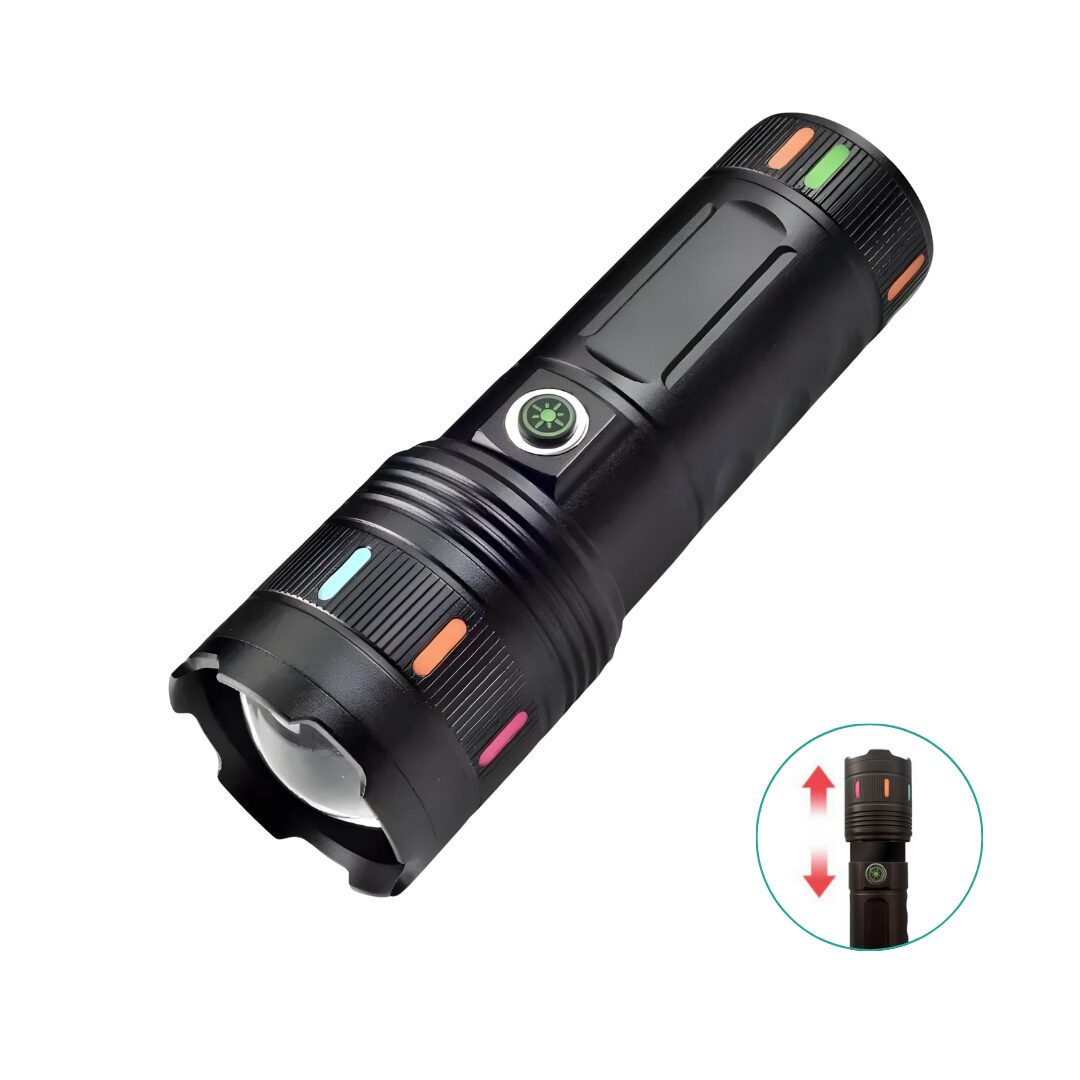 Linterna Táctica Militar de Aluminio Recargable USB-C (3600mAh) con zoom s2074