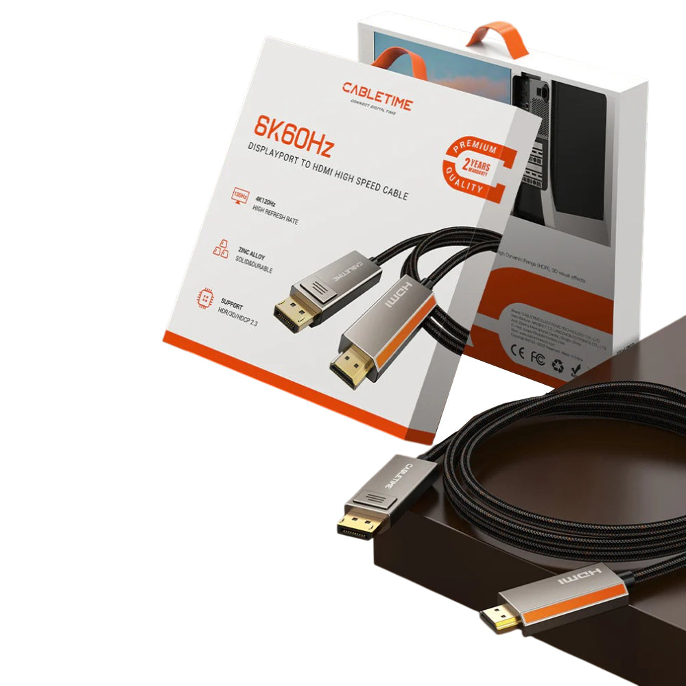 Cable Unidireccional DisplayPort 1.4 a HDMI 2.1 de 8K 60Hz 4K 120Hz 2 metros CABLETIME S2192