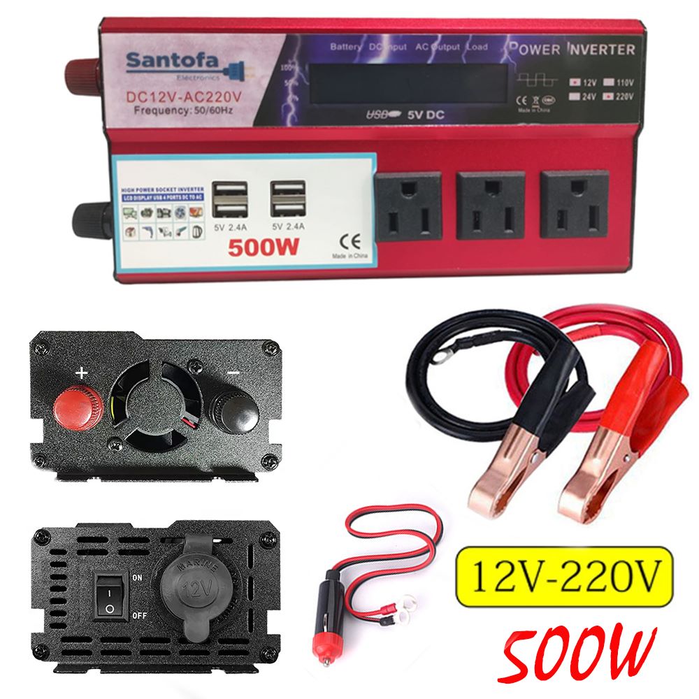 Inversor de Corriente 12V a 220V | 500W - 1000W Pico | Pantalla LCD | S1314