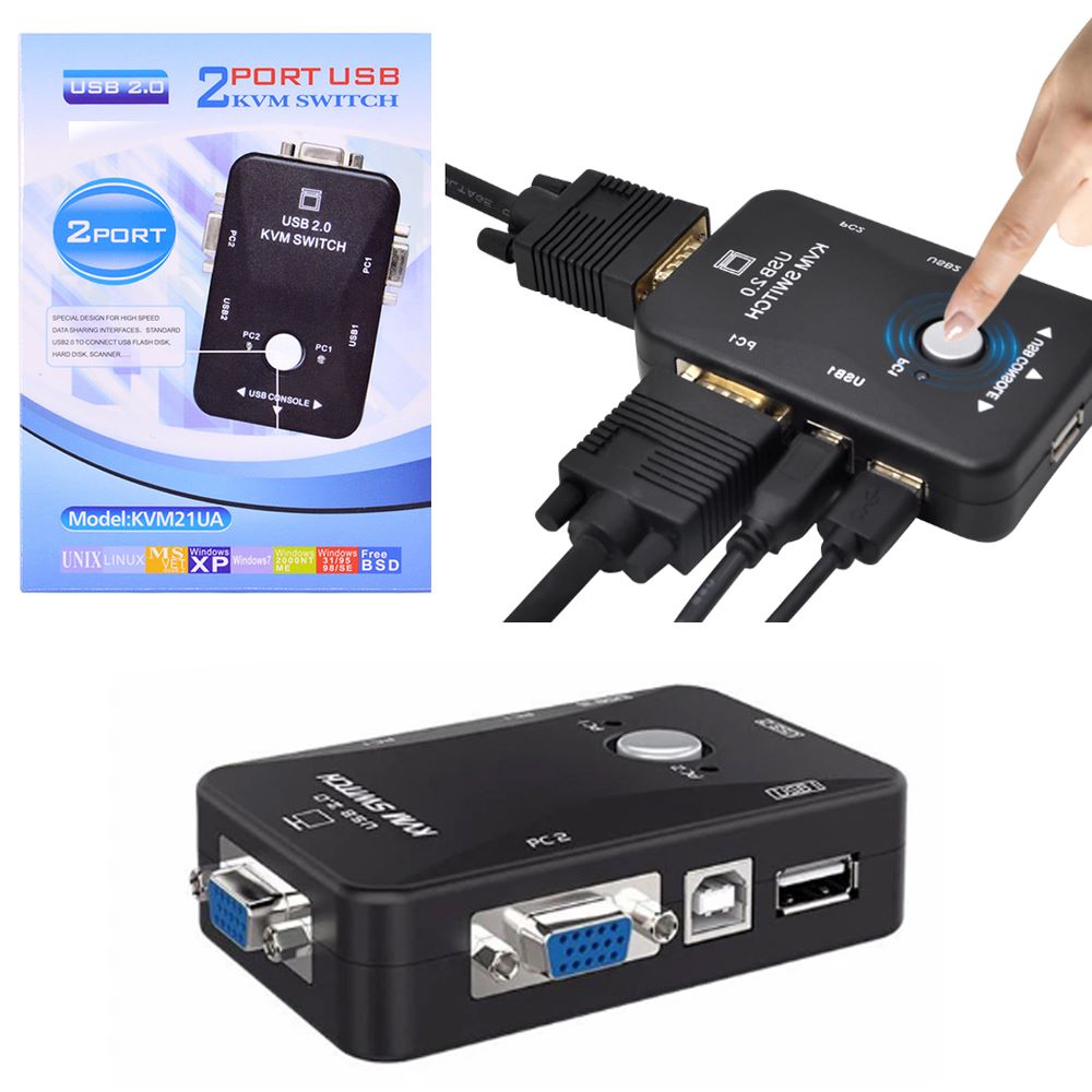 USB 2.0 KVM Switch VGA 2 puertos VGA USB 2.0 impresora 1080P 1920x1440 S1255