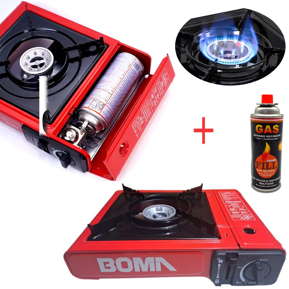 Cocina a Gas Portatil 1 Hornilla 2 en 1 + Gas 480ml Camping S1635