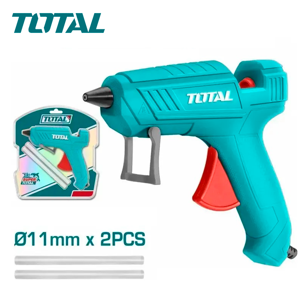 Pistola de Silicona Caliente TOTAL 150W 220V para Barras de 11mm con Boquilla Antigoteo y 2 Barras TT101116 S2322