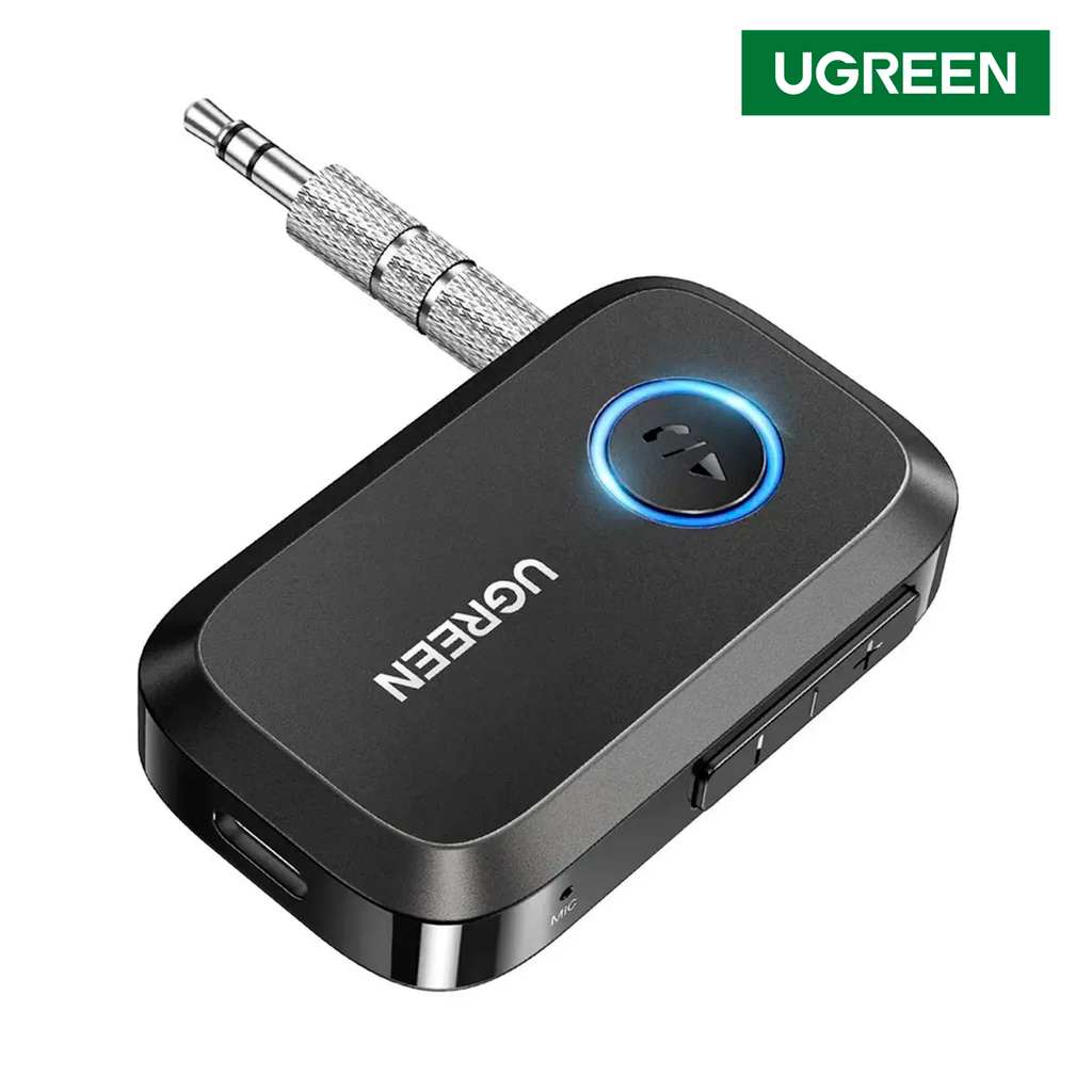 Receptor Bluetooth 6.0 UGREEN BT509 Hi-Res Audio LDAC Jack 3.5mm Auxiliar Batería 17 Horas Micrófono con Cancelación de Ruido IA y Emparejamiento Dual para Auto Parlantes y Audífonos 55546 S2370