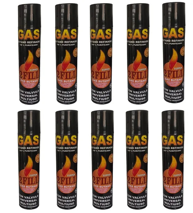 10 Gas Butano Ultra Refinado Recarga Todo Tipo Encendedores S1729