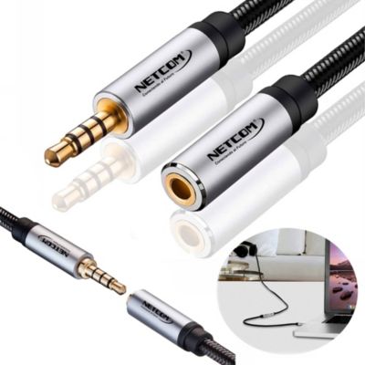 Cable Extensión de Audio Plug a Jack 3.5mm TRRS de 1.80 Metros Netcom S1328