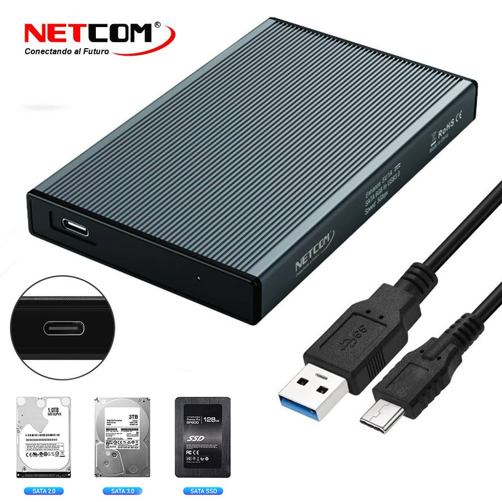 Case Disco Duro Externo Sata 2.5 Usb 3.0 NETCOM HDD SDD S1202